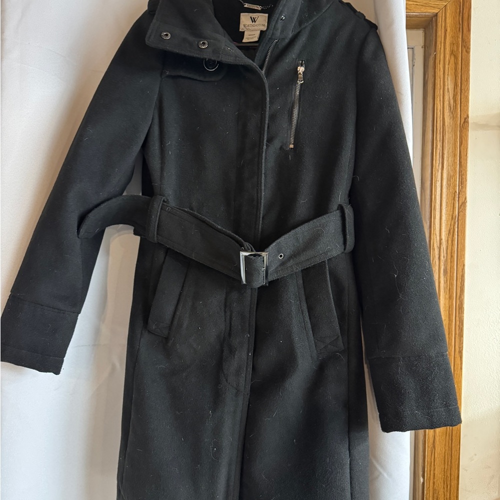 Worthington Black Belted Pea Coat